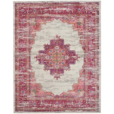 Palacedesigns 7 x 10 ft. Distressed Area Rug - Ivory & Fuchsia PA3651752